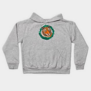 Round Grass Tiger Kids Hoodie